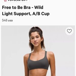 Lululemon Free to Be Wild Bra, size 4, no pads